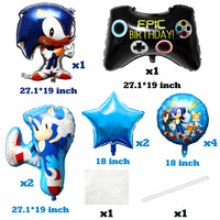 10PCS Party Balloons, Sonic Foil Balloons Themed Birthday Party Decorations Sonic Party Supplies Baby Shower Photo Prop Favors for Kids
